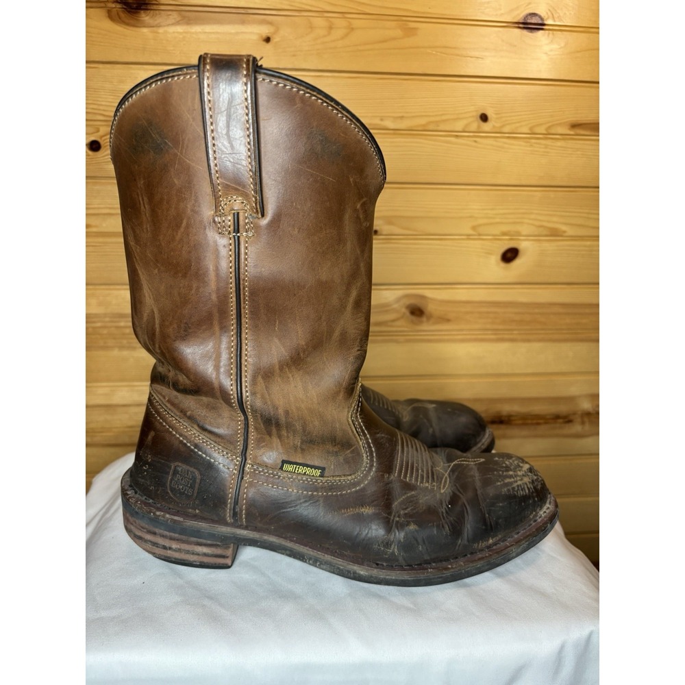 Dan Post Waterproof Brown Leather Pull-On Work Boots Men's Size 10.5D DP69681